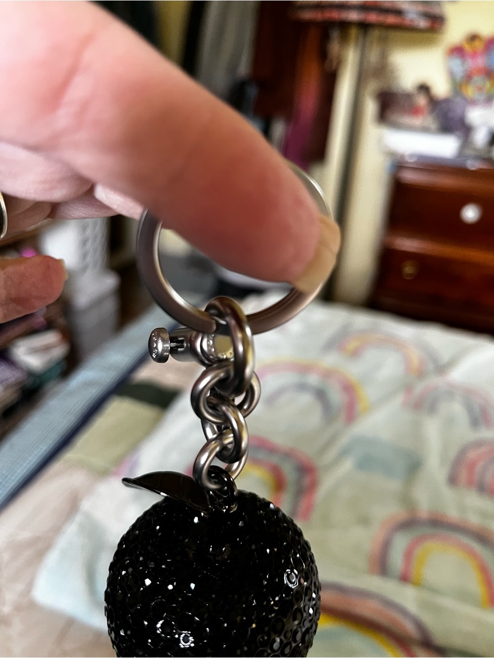 Coach Black Crystal Apple Bag Charm - Picture 3 of 14
